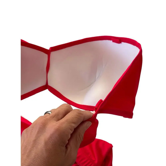 Swimsuits for all Red Bandeau Shirred Side High Waist Swimsuit Set Size 22 - Picture 6 of 8